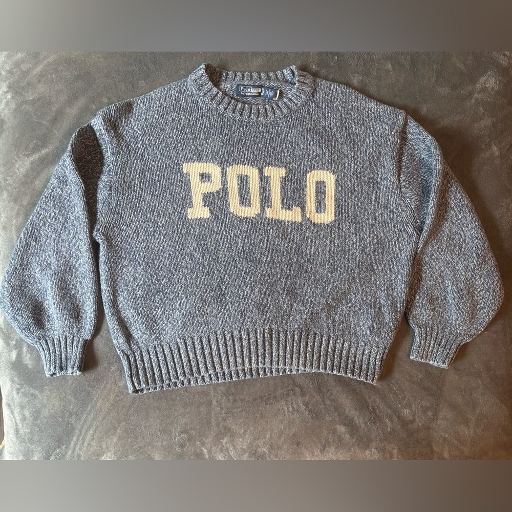 Polo Ralph Lauren Logo Blue Sweater - XL